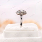 Timeless Elegance: Vintage Rose Cut Moissanite Halo Ring in 14k White Gold, Captivating Beauty Wedding Ring with Vintage Charm