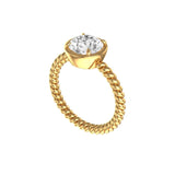 Off White OEC Moissanite Georgian Style Ring 14K Yellow Gold Twisted Rope Shank Wedding Ring Unique Engagement Ring Solitaire Ring Gold