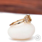 Emerald Cut Champagne Moissanite Cluster Engagement Ring Side Baguette Step Cut Color Stone Ring Unique Wedding Bridal Statement Ring