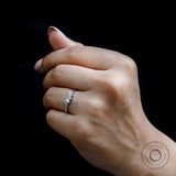 Vintage Multi Stone Curved Moissanite Band, Unique 14K white gold Curved band art deco diamond ring Matching Stacking band Promise Ring