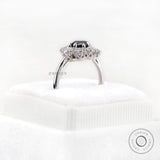 Vintage Black Moissanite Cluster Ring - Art Deco Style in 14K White Gold, 5.5MM Old European Cut, Unique Halo Engagement Ring, Promise Ring