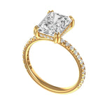 3.5 CT Brilliant Radiant Cut Moissanite Ring, 10K/14K/18K Yellow Gold Moissanite Pave Set Engagement Ring, Hidden Halo Ring, Wedding Ring