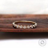 Round Cut Moissanite Floating Eternity Band, 14K White Gold Wedding Band, Women's Anniversary Band, Half Eternity Band, Bubble Wedding Band