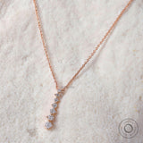 Dainty Drop Diamond Pendant, Long Drop Diamond Pendant, 10k/14k/18k Solid Gold Pendant Chain Necklace, Vertical Diamond Pendant Necklace