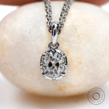 7*6 MM DEF Old Mine Cut Moissanite Pendant Georgian Era Bezel Pendant, Claw Prong Cushion Cut Pendant, Minimalist Statement Pendant