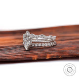 Marquise Lab Grown Diamond Engagement Trio Ring Set IGI Certified 14k White Gold Bridal Ring Set Solitaire Ring With Stacking Bands