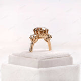 OEC Three Stone Champagne Moissanite Ring, Georgian Style Engagement Ring, Vintage Three Stone Ring For Women, Old Cut 3 Stone Ring