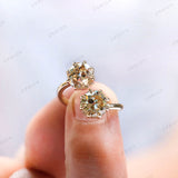 Two Stone Engagement Ring, Champagne Moissanite Ring, OEC Moissanite Ring, Toi Et Moi Ring, Georgian Ring, Double Stone Ring, Gold Rings