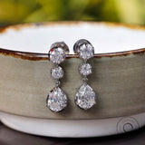 Old Mine Cut Pear Shaped Dangle Earrings, 14K Solid Gold Dangle Drop Earrings, OEC Round Statement Earrings, Unique Teardrop Earrings