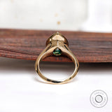 Old Mine Cut Pear Green Moissanite Ring, Signet Ring For Women, Bezel Set Ring, 10k/14k/18k Solid Yellow Gold Ring, Statement Ring For Her