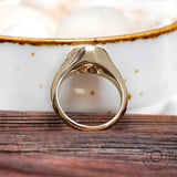 OEC Champagne Moissanite Ring, Champagne Bezel Ring, Signet Ring Ladies, Vintage Statement Ring, Yellow Gold Engagement Ring, Old Cut Rings