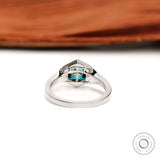 Old Mine Cut Hexagon Blue Green Moissanite Ring, Vintage Engagement Ring, Solitaire Wedding Ring, White Gold Ring, Unique Bezel Ring For Her