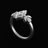 Marquise Cut Moissanite Celestial Style Ring, 10K Solid White Gold Vintage Ring For Her, Moissanite Engagement Ring, Promise Ring