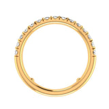 Lab Grown Diamond Curved Nesting Wedding Band, 14k Yellow Gold Half Eternity Stackable Band, Matching Chevron Band, Minimalist Contour Ring