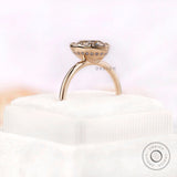 OMC Heart Moissanite Hidden Halo Engagement Closed Basket Bezel Ring 10K Gold Georgian Ring Unique Promise Ring 1 Year Anniversary Gift