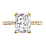 3.5 CT Brilliant Radiant Cut Moissanite Ring, 10K/14K/18K Yellow Gold Moissanite Pave Set Engagement Ring, Hidden Halo Ring, Wedding Ring