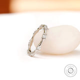 10K/14K/18K White Gold Full Eternity Band, Minimalist Bamboo Ring, Moissanite Wedding Band, Stacking Band, Dainty Ring Gold, Gift For Her