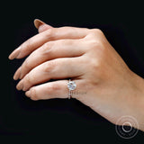 Round Brilliant Cut Moissanite Ring With Matching Band, Engagement Ring Set, Bridal Ring Set, Wedding Ring Set, Half Eternity Bubble Band