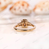 Elongated Cushion Champagne Moissanite Ring, Champagne Engagement Ring, Old Mine Cut Ring, Cluster Wedding Ring, Solid Gold Statement Ring