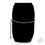 Side view of solid gold diamond bolo bracelet with adjustable chain