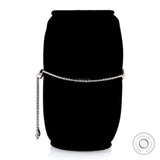 Side view of solid gold diamond bolo bracelet with adjustable chain