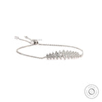 Angled view of marquise shaped round diamond bolo bracelet