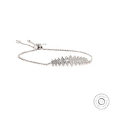 Angled view of marquise shaped round diamond bolo bracelet