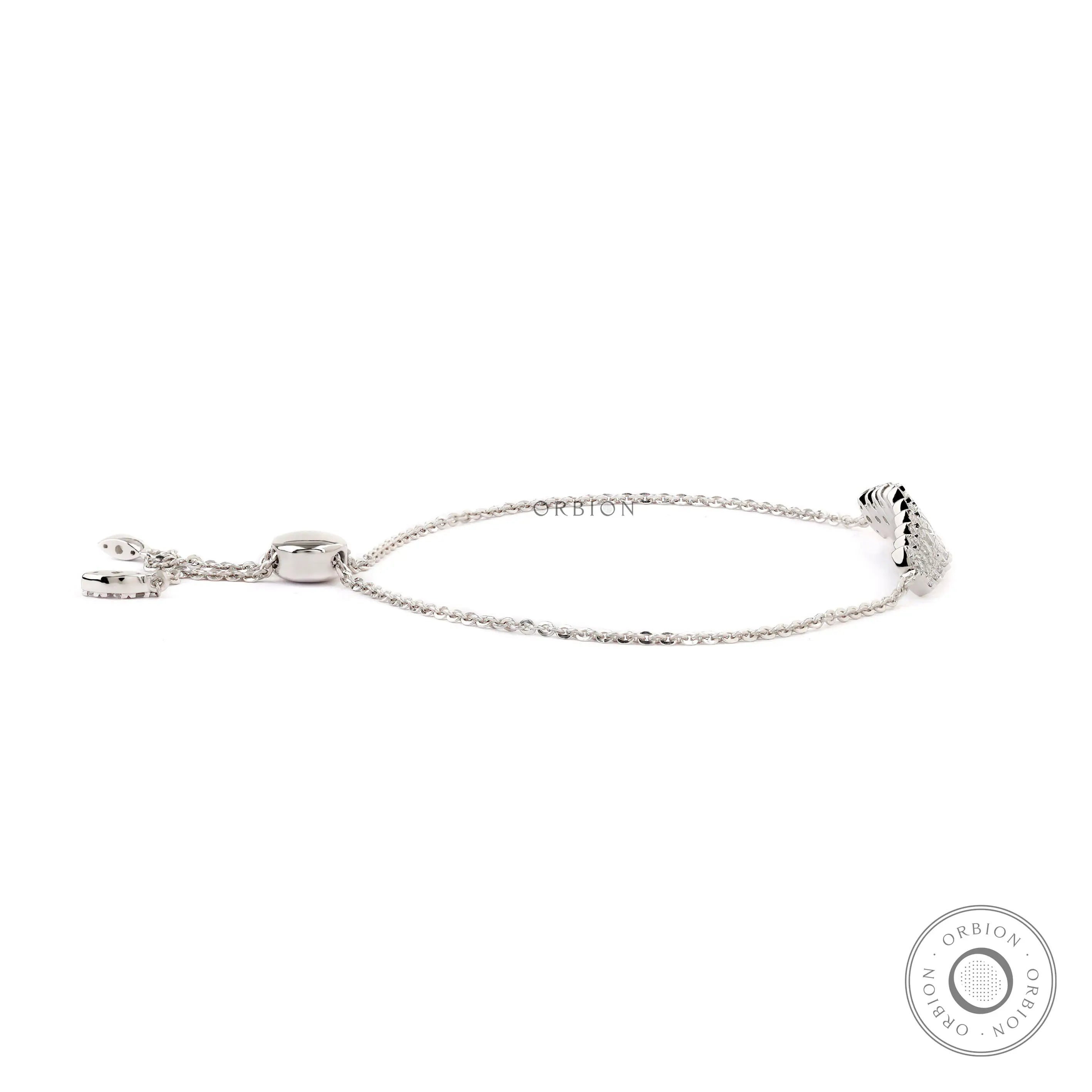 Slim profile of solid gold chain diamond bolo bracelet