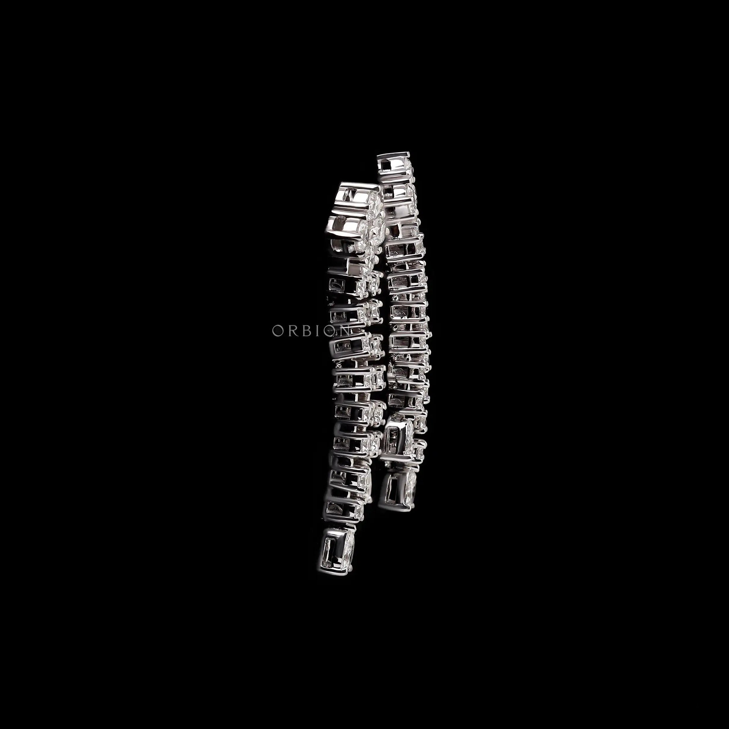 Modern cascading lab diamond double strand earrings for bridal wear
