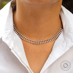 Round and pear cut lab diamond drop necklace in 14k white gold