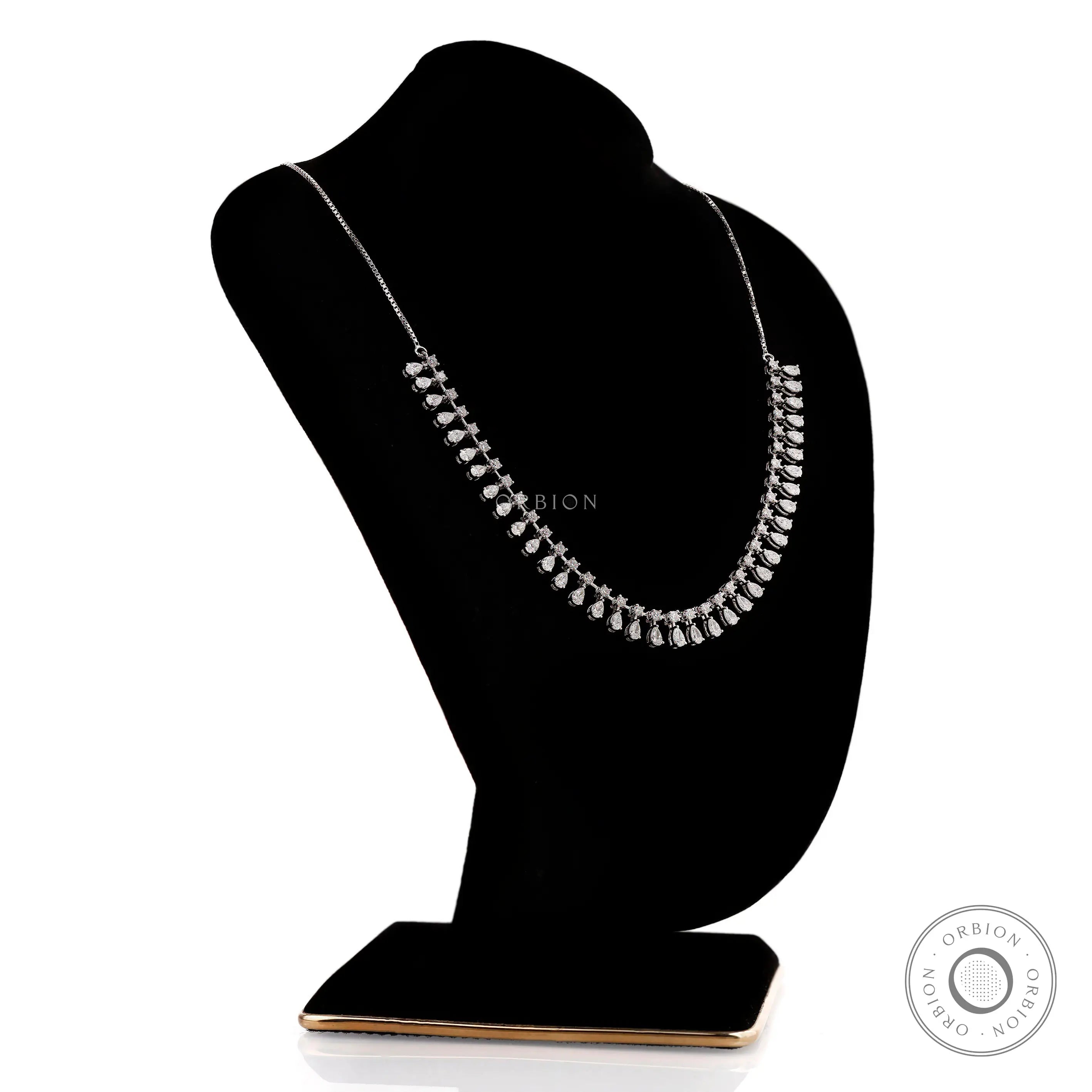 Designer lab diamond wedding choker necklace with cascading diamonds