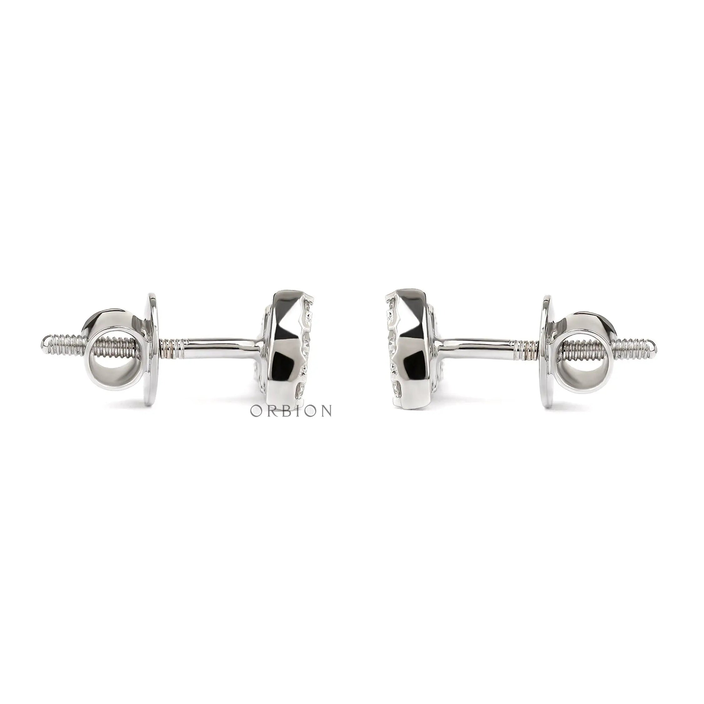 White gold angel wing studs with brilliant cut round diamonds