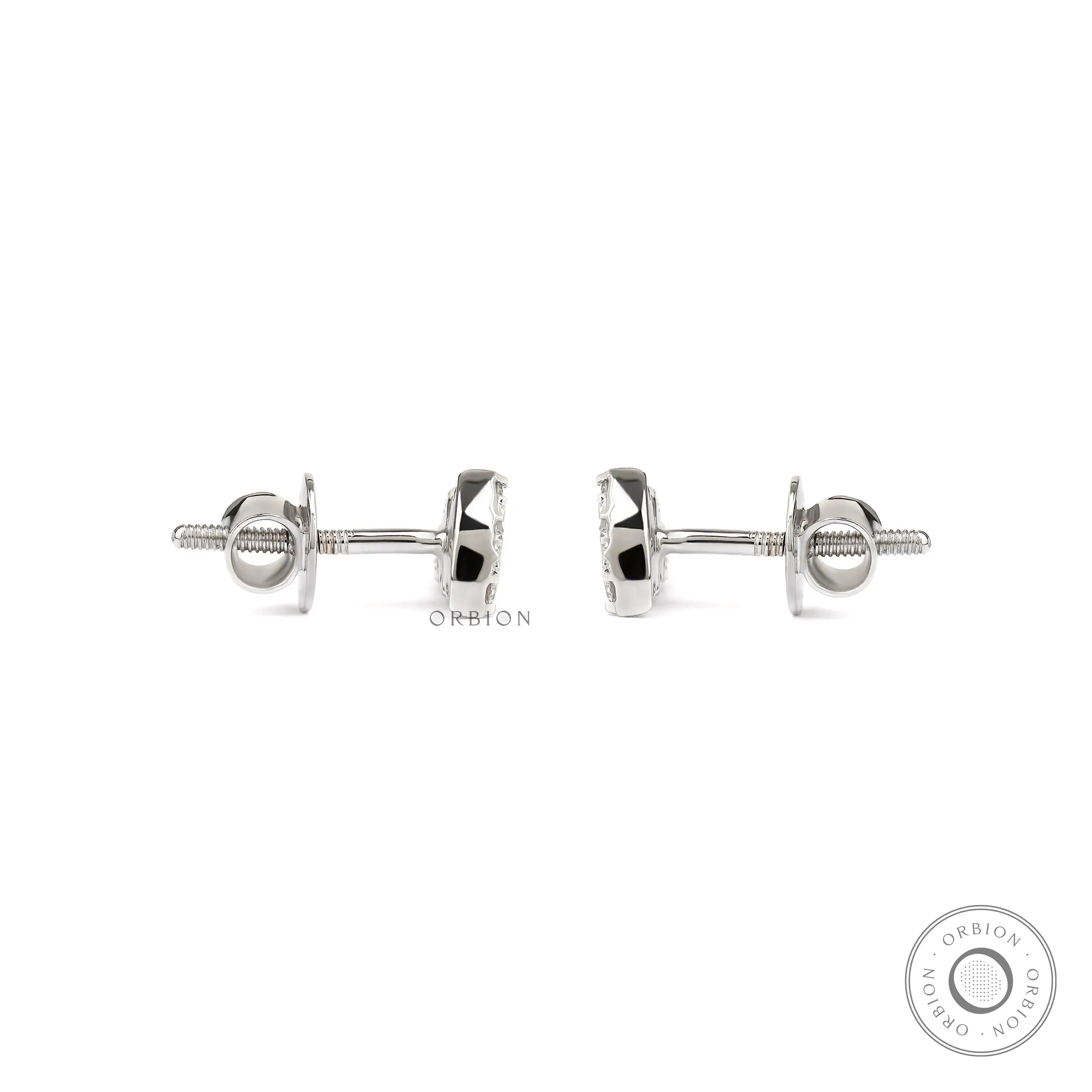 White gold angel wing studs with brilliant cut round diamonds
