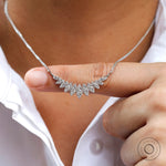 Minimalist marquise diamond bar necklace in white gold