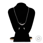 14k white gold diamond bar necklace with matching earrings
