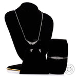 Lab grown diamond marquise bar pendant on 16-inch chain with matching earrings and bracelet