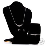 Lab grown diamond marquise bar pendant on 16-inch chain with matching earrings and bracelet