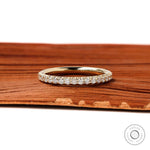 Pave half eternity round lab diamond wedding band in 10K yellow gold 