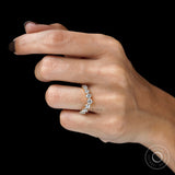 Round Lab Diamond/Moissanite Curved Wedding Band Contour Ring Women Chevron Stacking Ring Wishbone Wedding Ring Nesting Ring Gold 14k