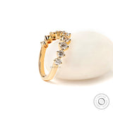 Round Lab Diamond/Moissanite Curved Wedding Band Contour Ring Women Chevron Stacking Ring Wishbone Wedding Ring Nesting Ring Gold 14k