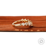 Round Lab Diamond/Moissanite Curved Wedding Band Contour Ring Women Chevron Stacking Ring Wishbone Wedding Ring Nesting Ring Gold 14k