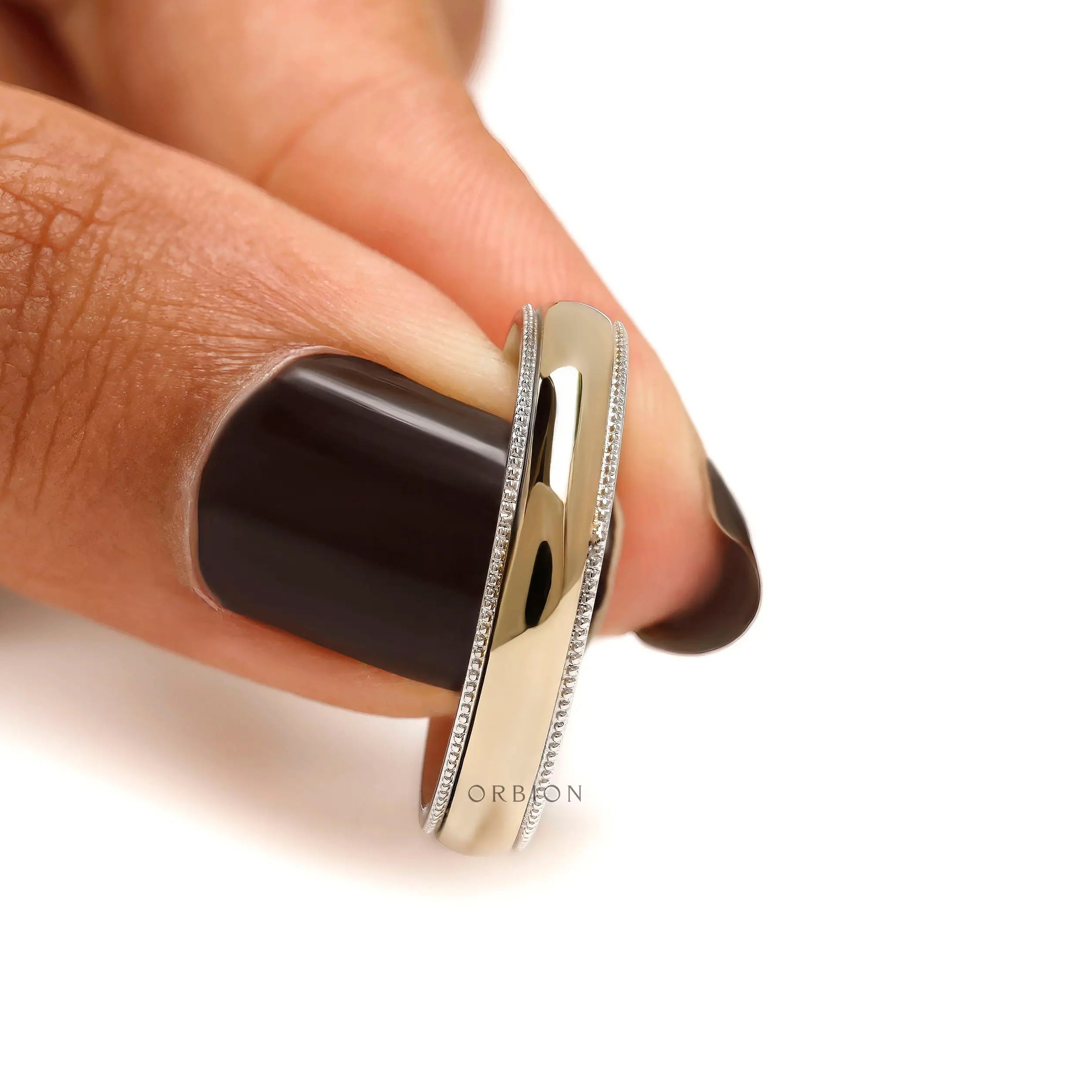 Minimalist mens two tone gold wedding band 4 mm