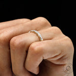 East west set emerald cut stacking band ring