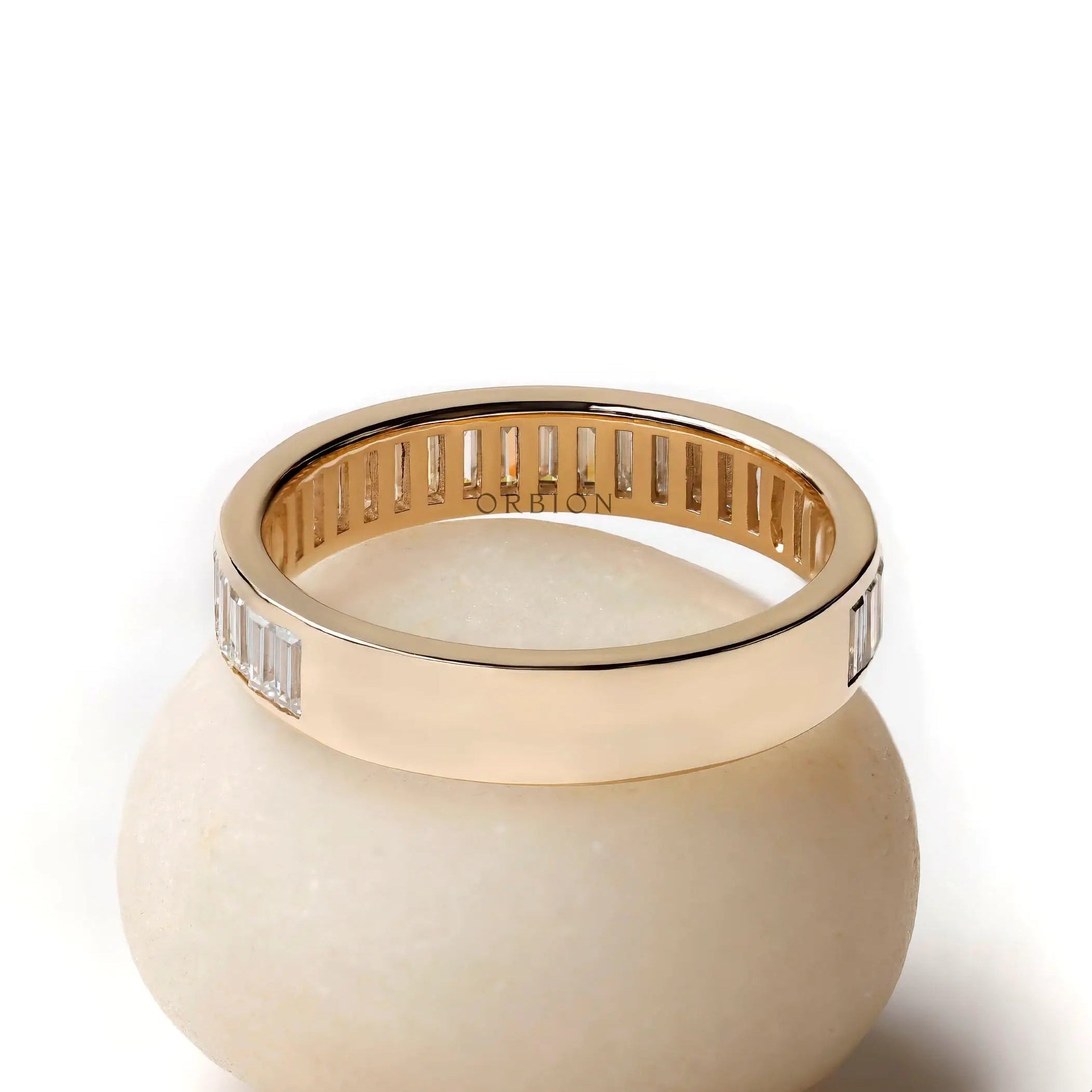 Back view polished gold eternity band interior
