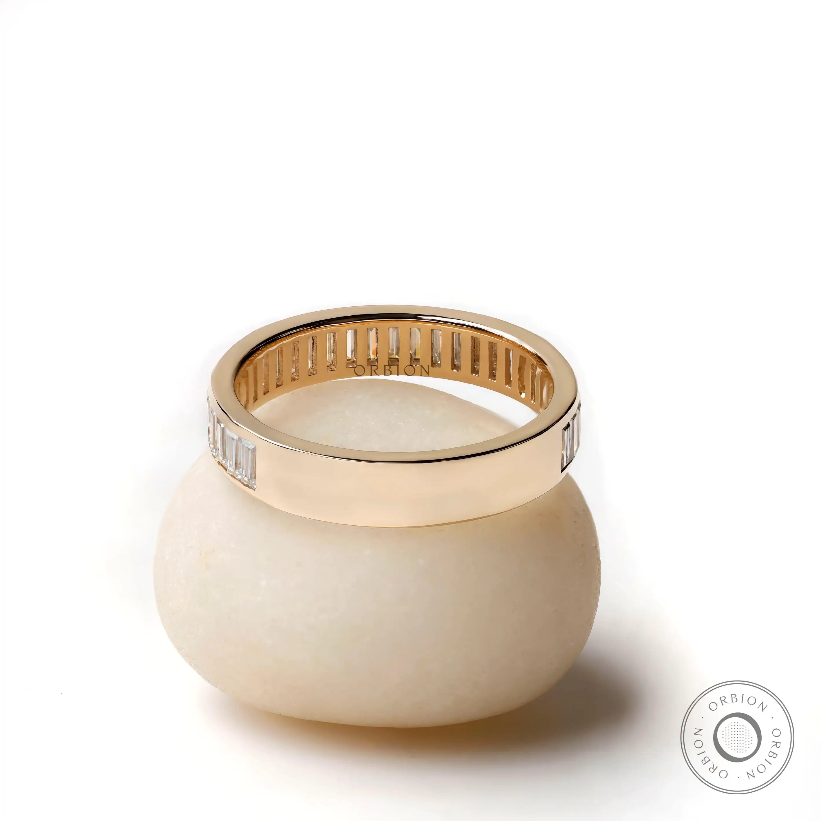 Back view polished gold eternity band interior