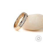 Side profile of channel set baguette moissanite band