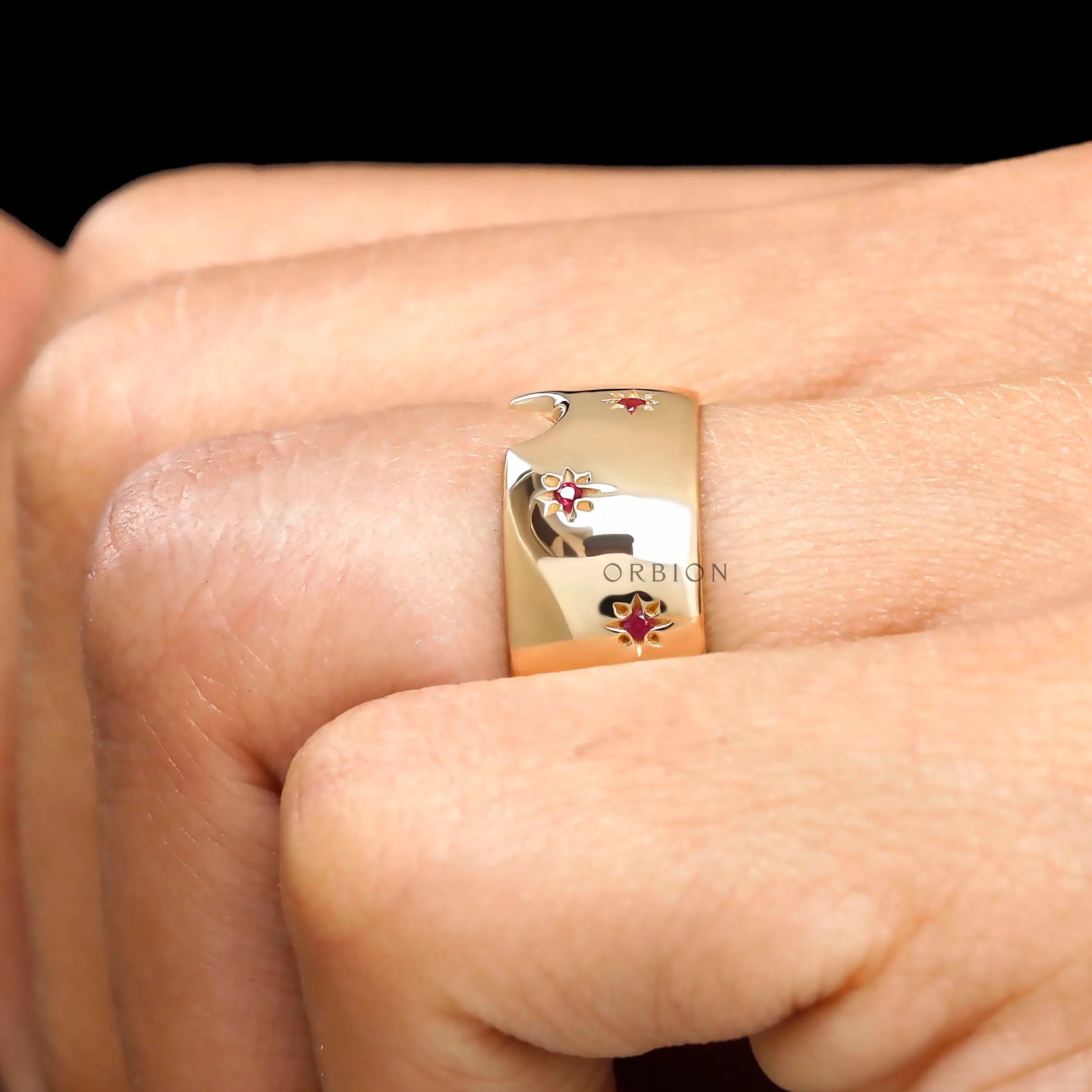 Modern eternity style ruby dome ring