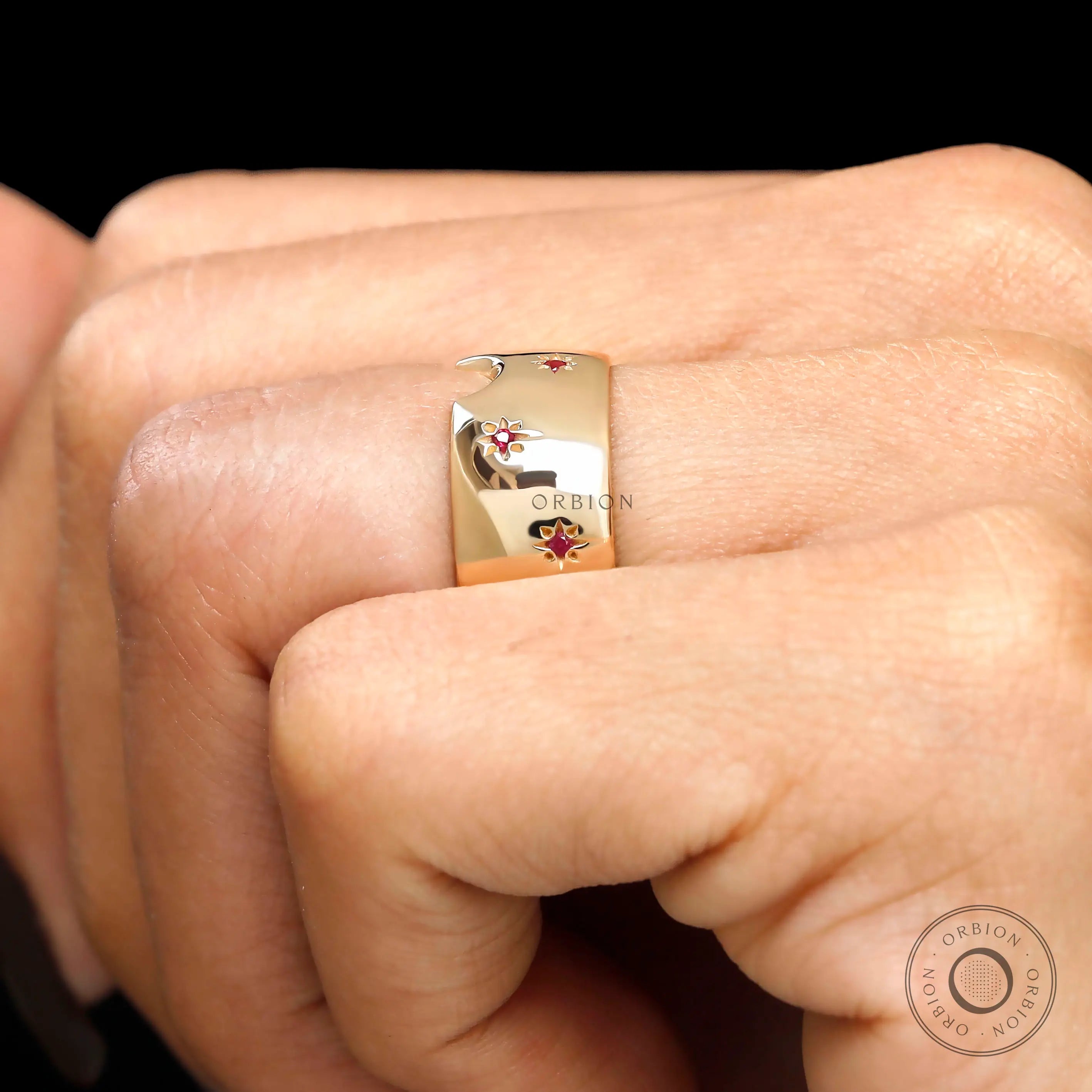 Modern eternity style ruby dome ring
