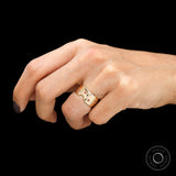 Statement ruby dome band worn on hand