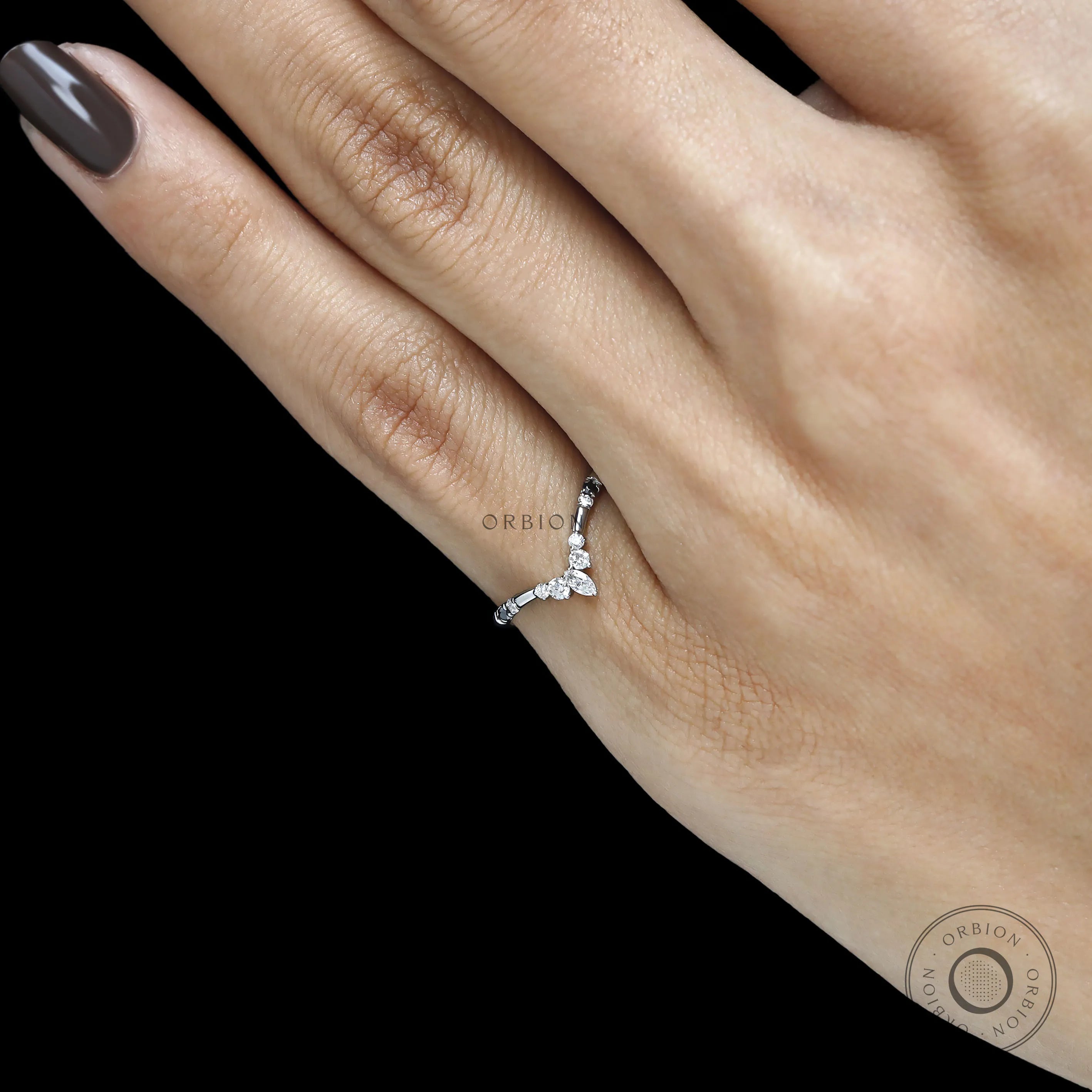 Fine jewelry platinum wishbone ring, Nesting band ring